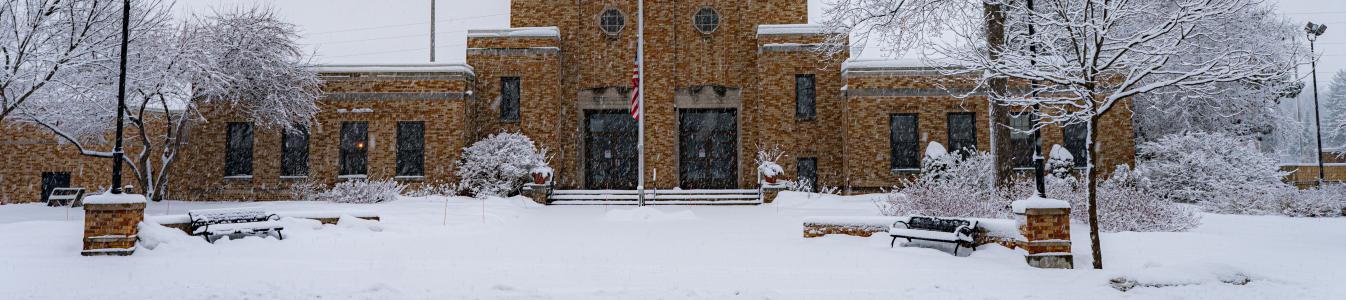 City  Hall in Winter covered in a fresh snow fall