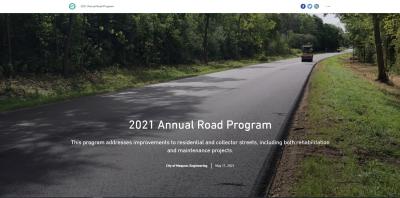 Screen shot of 2021 Road Program Website